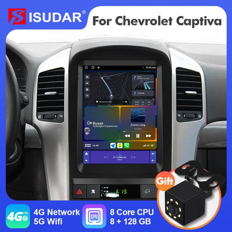ISUDAR Android 12 Tesla Style Car Radio For Chevrolet Captiva 2006-2012 Auto Multimedia