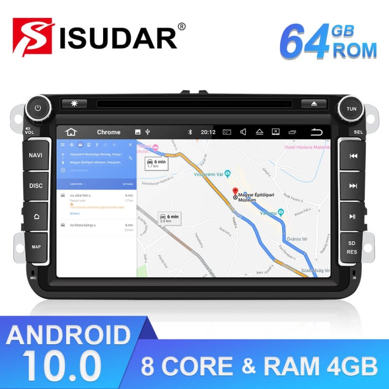 ISUDAR 2 Din HD 1280*720 Auto radio Android 10 Octa core For Skoda/Seat/Volkswagen/Passat