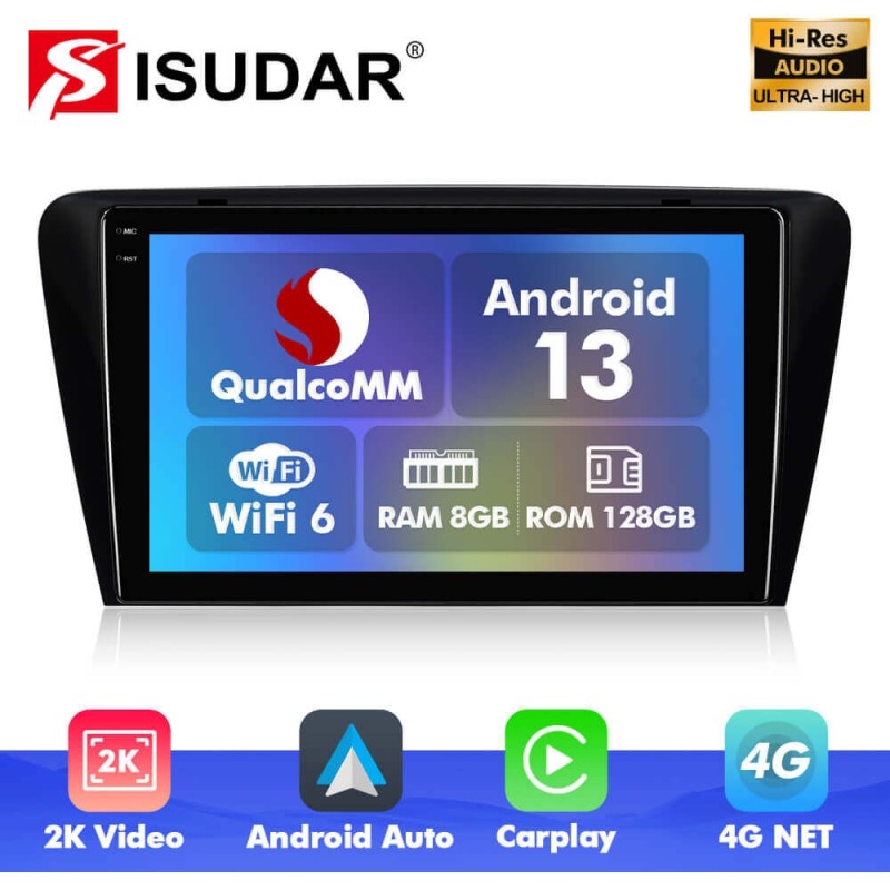 Q6 Qualcomm Android 13 For Skoda Octavia 3 A7 2014- 10" screen multimedia car radio DSP ADAU