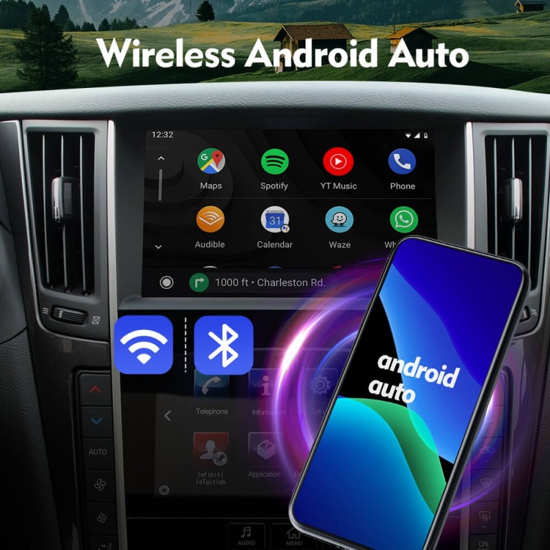 ISUDAR Carlinkit Wireless Carplay Android Auto Kit For Infiniti Q50L/QX50/QX60/Nissan/Patrol  Car Multimedia Play Box