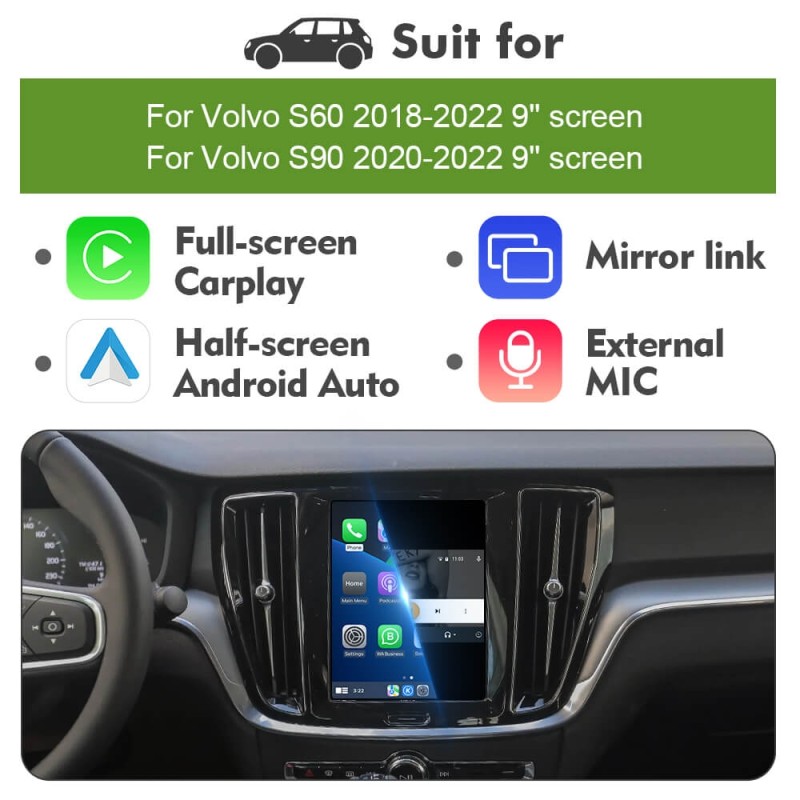 ISUDAR V2 Apple Carplay Kit Module for Sensus upgrade Volvo XC90/XC60/XC40/S90/S60/V60 Full Vertical Screen Seamless Connectivity