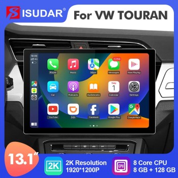 ISUDAR 2K 13.1 Inch 8 Core Android 12 Car Radio For VW/Volkswagen/TOURAN 2016 2017 2018-