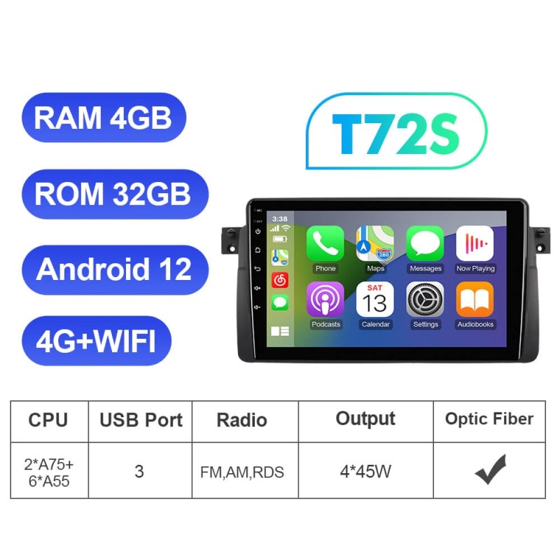 ISUDAR For BMW 3 Series E46 M3 318/320/325/330/335 1998-2005 Android Auto Radio Multimedia Navi