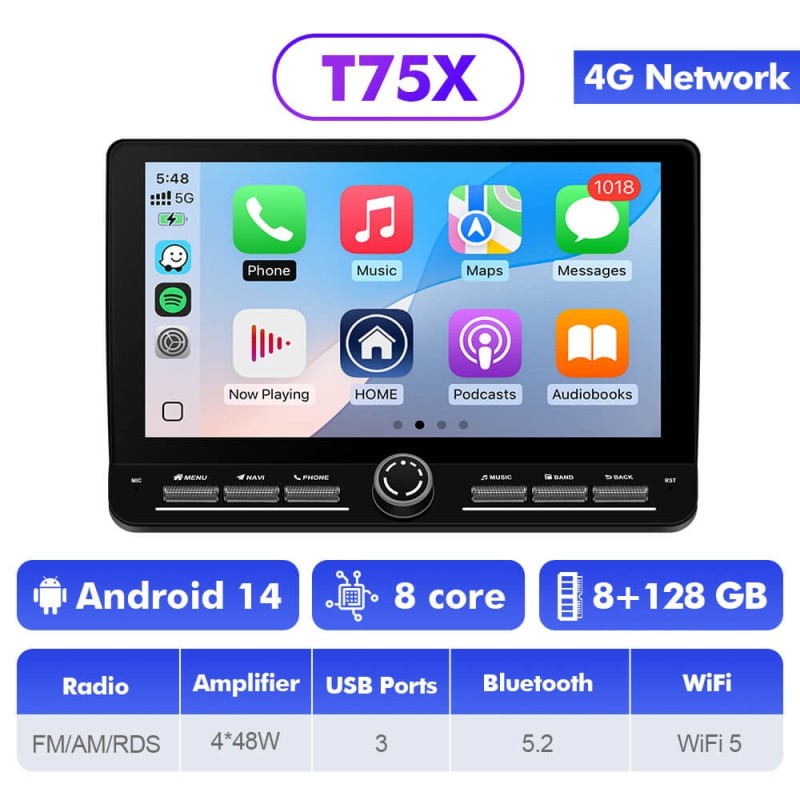 10 inch Android 14 New Design Angle Key 2.0 Touch Screen Car Radio Button Car Stereo For Honda Civic 2006-2012