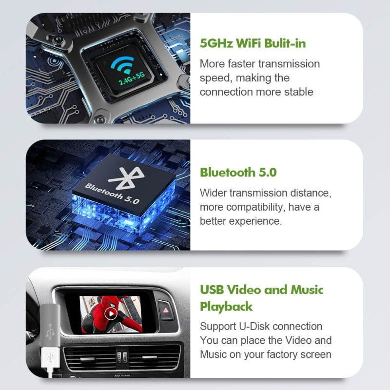 NEW! Carlinkit Wireless Apple Carplay AA Modem For Audi A5/S5/A4/A3/A1 A6 A7 A8 Q2 Q3 Q5 Q7 B9 S5