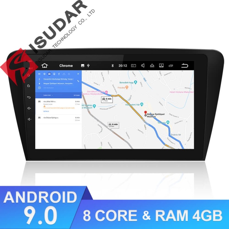 ISUDAR 2 Din Auto Radio Android 9 Octa core For Skoda/Octavia 2014-
