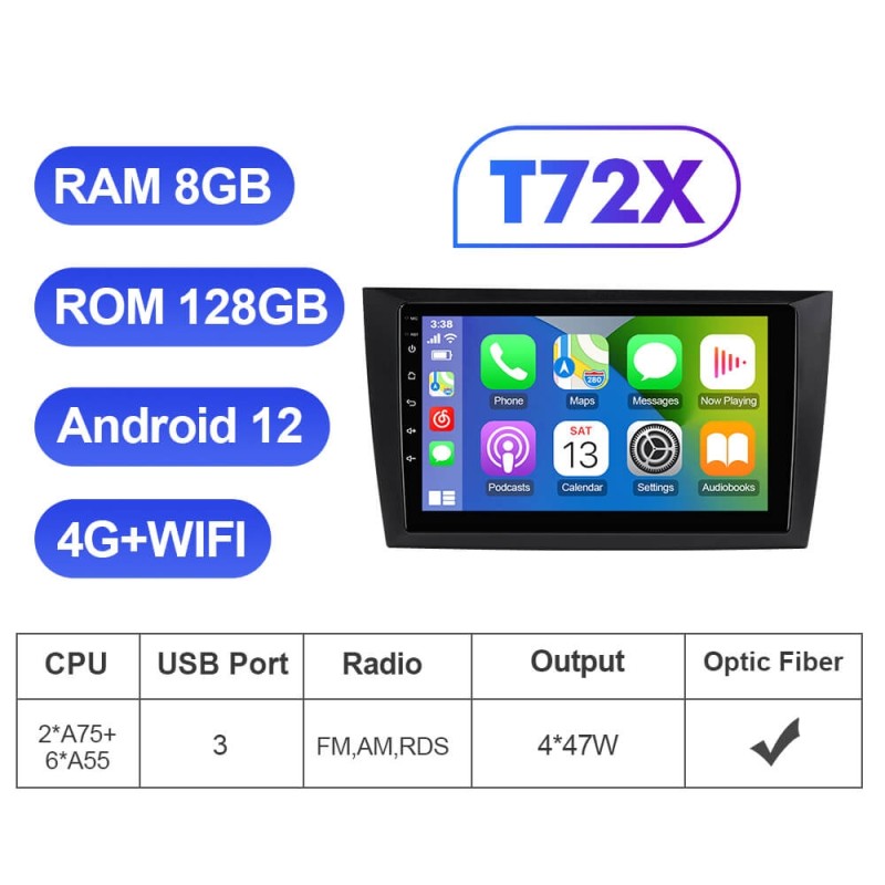 T72 QLED Wireless Carplay 9” Car Radio For Volkswagen VW Golf 6 2008-2016 Multimedia Player
