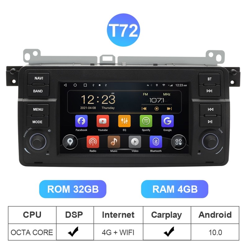 Clearance Sale！4G wireless carplay Android 10 Auto Radio Multimedia For BMW 3 Series E46 M3 318/320/325/330/335 1998-2005