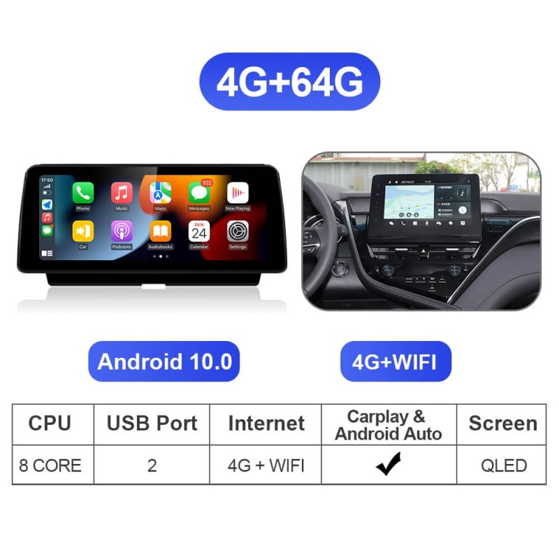 12.3 Inch Android 10 1920*720P 4G Car Radio For Toyota Camry 2021-
