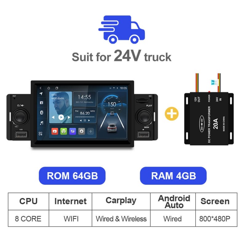 1 DIN Car Radio RDS Carplay Audio Player Car Stereo Universal Radio