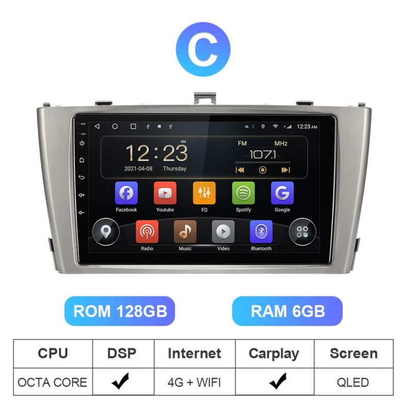 ISUDAR T72 QLED Android 10 Car Multimedia Radio For Toyota Avensis GPS Stereo System Voice Control 8 Core RAM 8G FM 4G no 2din