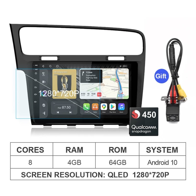 8 Core RAM 4GB GPS Qualcomm For VW/Volkswagen/Golf 7 2013-