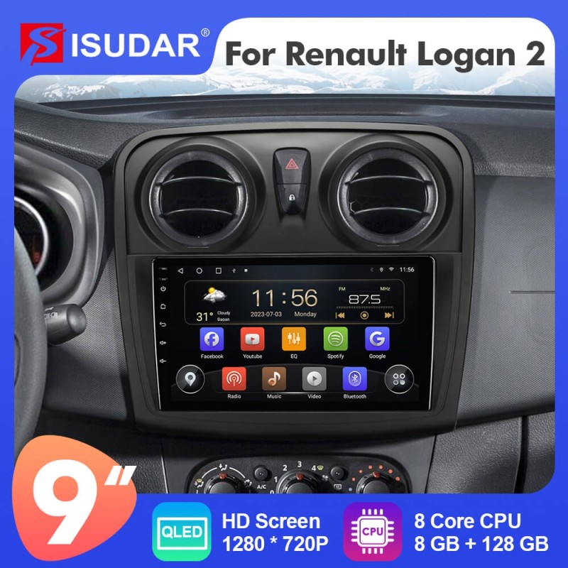 ISUDAR T72 Android Apple Carplay Car Radio For Renault Logan 2 2012 - 2019 Sandero 2 2014 - 2019