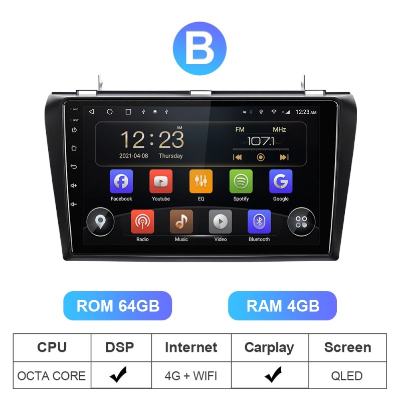 Car Multimedia 8 Core RAM 6G DVR For MAZDA 3 2004 2005 2006-2009