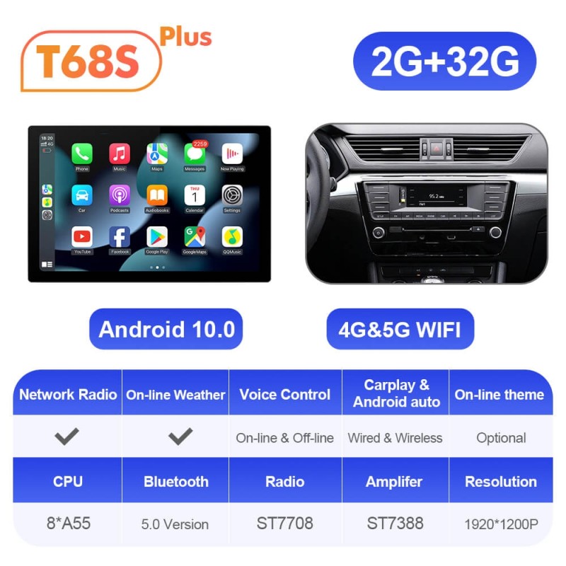 ISUDAR T72 2K 13.1 Inch 8 Core Android 12 Car Radio For Skoda Superb 3 2016-