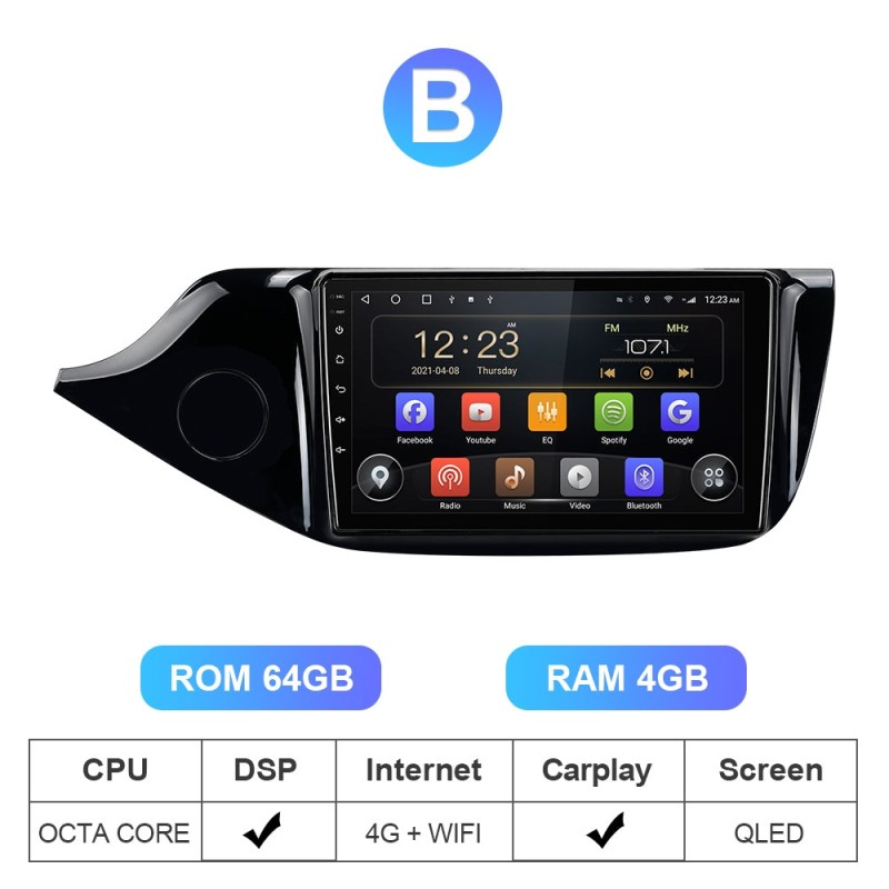 RDS QLED Android 10 Car Radio For Kia CEED Cee'd 2 JD 2012-2016 DAB