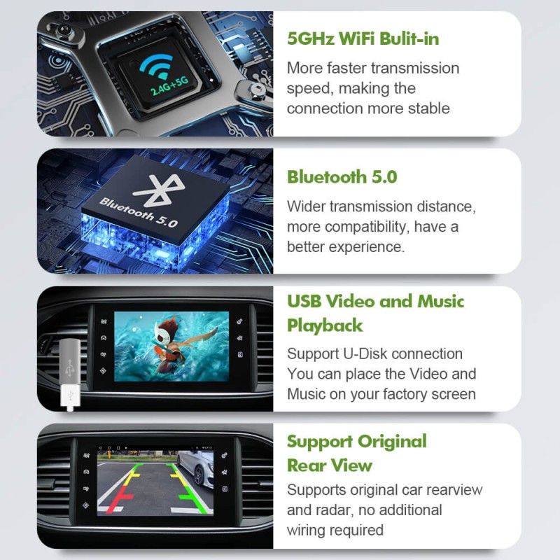 Wireless Carplay Android Auto Carlink Kit For Peugeot & Citroen 308,408,C5,C6, C4,Sega,4008,5008 DS SMEG System