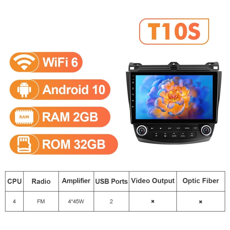 NEW! Android 10-Android 13 QLED Android Auto 10” Car Radio For Honda/Accord 7 2003-2007 With Carplay and Android Auto