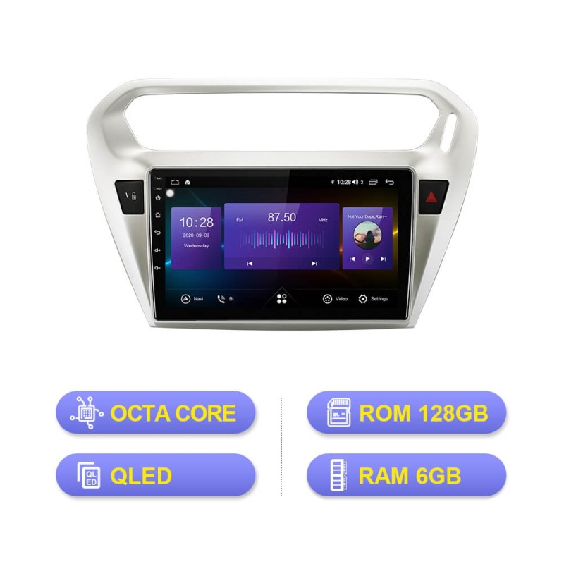 Isudar QLED 6+128G Car Radio For Citroen/Elysee/Peugeot 301 2013 2014-