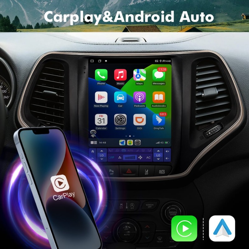 ISUDAR T72 Tesla Style Car Android 12 Radio For Jeep Cherokee 5 KL 2014-2018 Multimedia