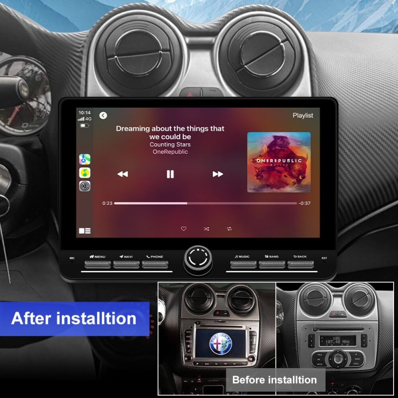 10 inch Android 14 New Design Angle Key 2.0 Touch Screen Car Radio Button Car Stereo For Fiat Alfa Romeo Mito 2008-