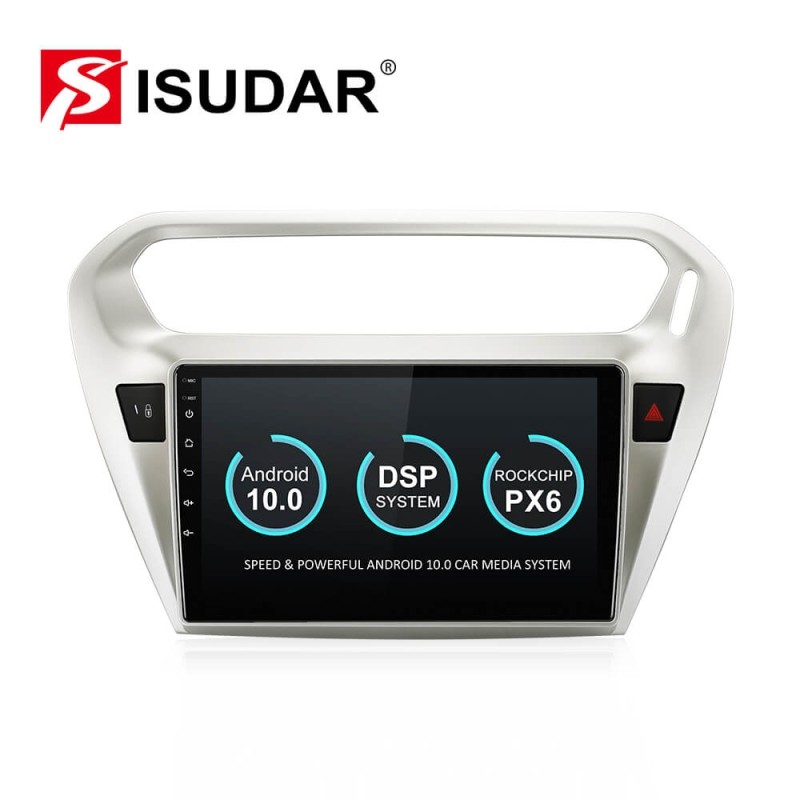 Isudar Voice control PX6 Android 10 1 Din Auto Radio For Citroen/Elysee/Peugeot 301 2013-2019