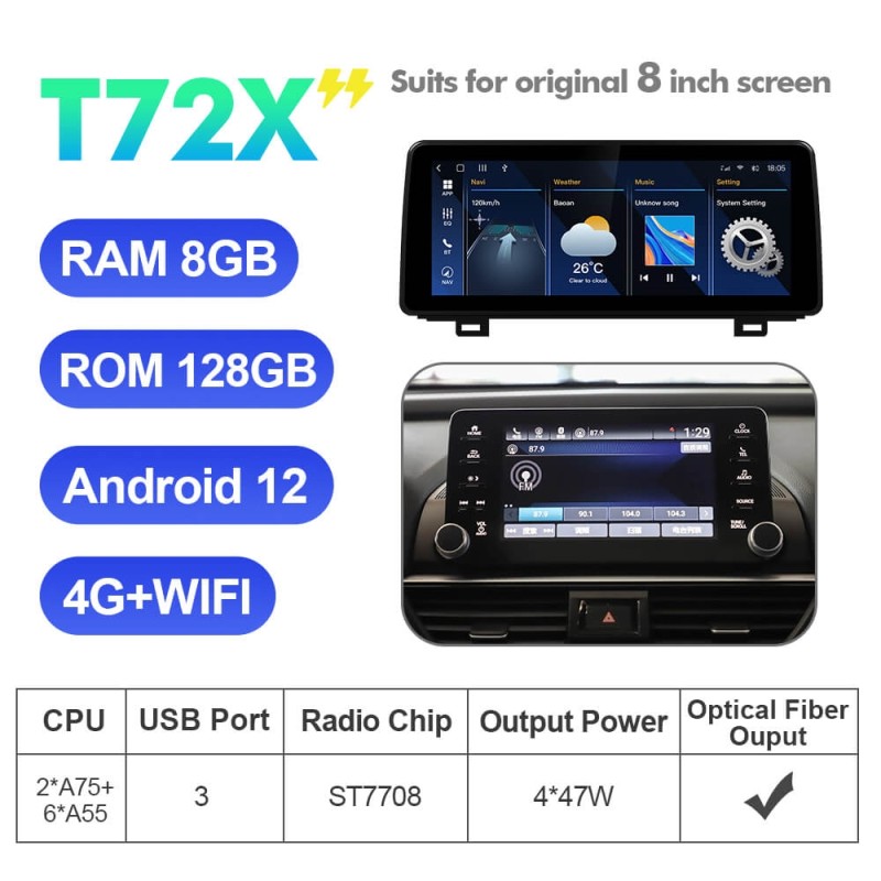 12.3 Inch Android 12 Apple Carplay Car Stero For HONDA/ACCORD 10th Generation 2018-