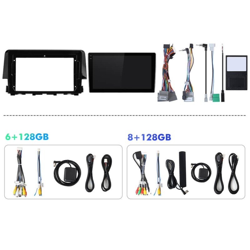 For Honda Civic 10th 2016 2017 2018 2019 2020 Q6 Qualcomm Android 13 9" screen music car radio DSP ADAU