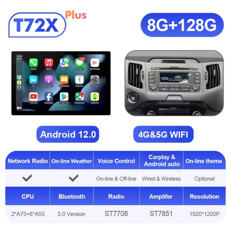 ISUDAR 2K 13.1 Inch Android 12 Car Radio For Kia/sportage 2010-2012 2016