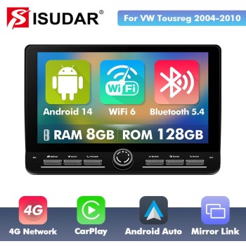 10 inch Android 14 New Design Angle Key 2.0 Touch Screen Car Radio Button Car Stereo For Volkswagen/Touareg/Transporter T5