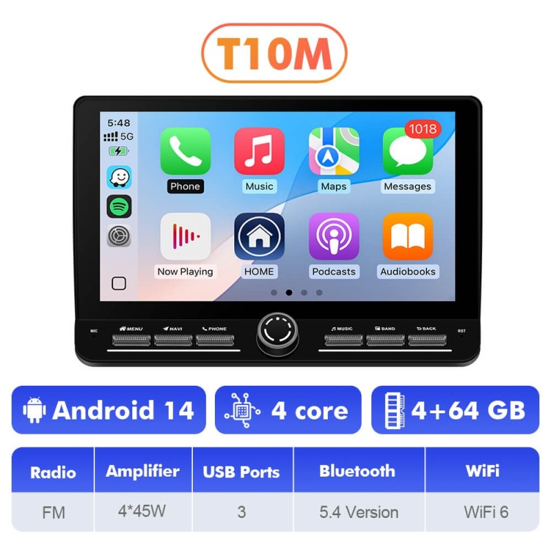 10 inch Android 14 New Design Angle Key 2.0 Touch Screen Car Radio Button Car Stereo For Honda CRV 2017-2020
