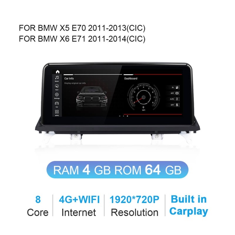 Isudar 10.25"  IPS screen 1920*720P For BMW X5 E70/X6 E71 (2007-2013) CCC/CIC