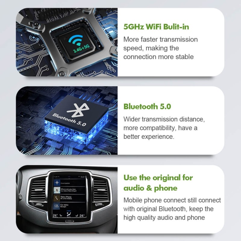 ISUDAR V2 Apple Carplay Kit Module for Sensus upgrade Volvo XC90/XC60/XC40/S90/S60/V60 Full Vertical Screen Seamless Connectivity