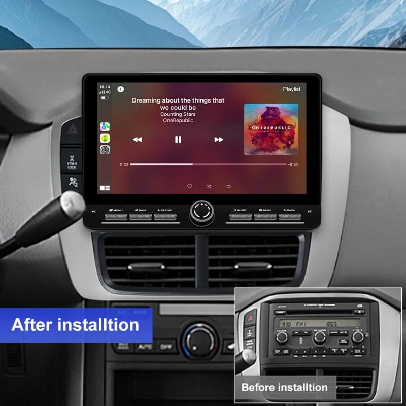 10 inch Android 14 New Design Angle Key 2.0 Touch Screen Car Radio Button Car Stereo For Honda Pilot 2005-2008