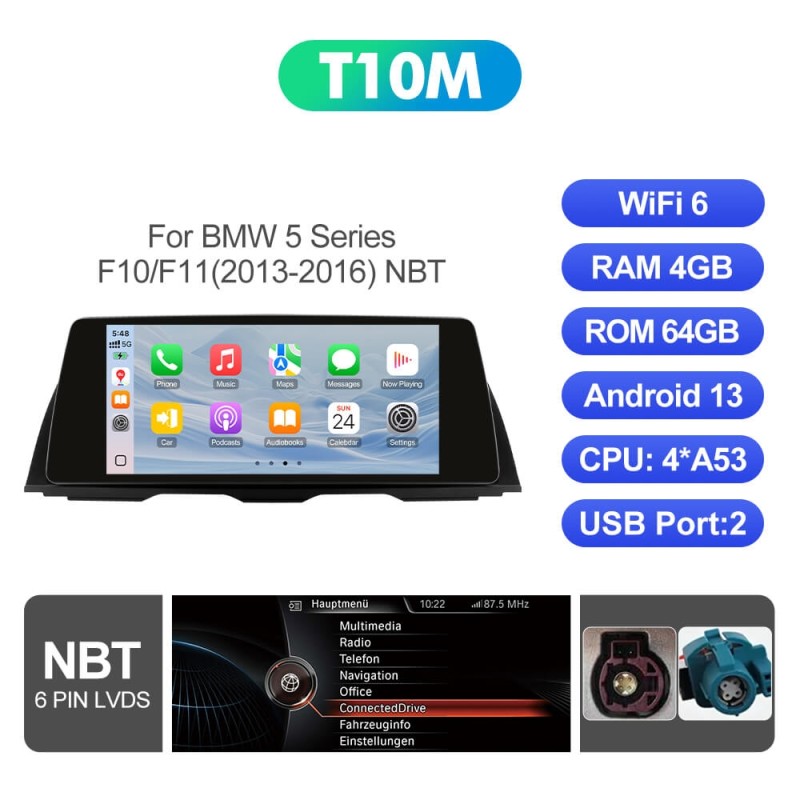 ISUDAR 10.33"Android 13 Car radio For BMW 5 Series F10/F11 2013-2016 NBT