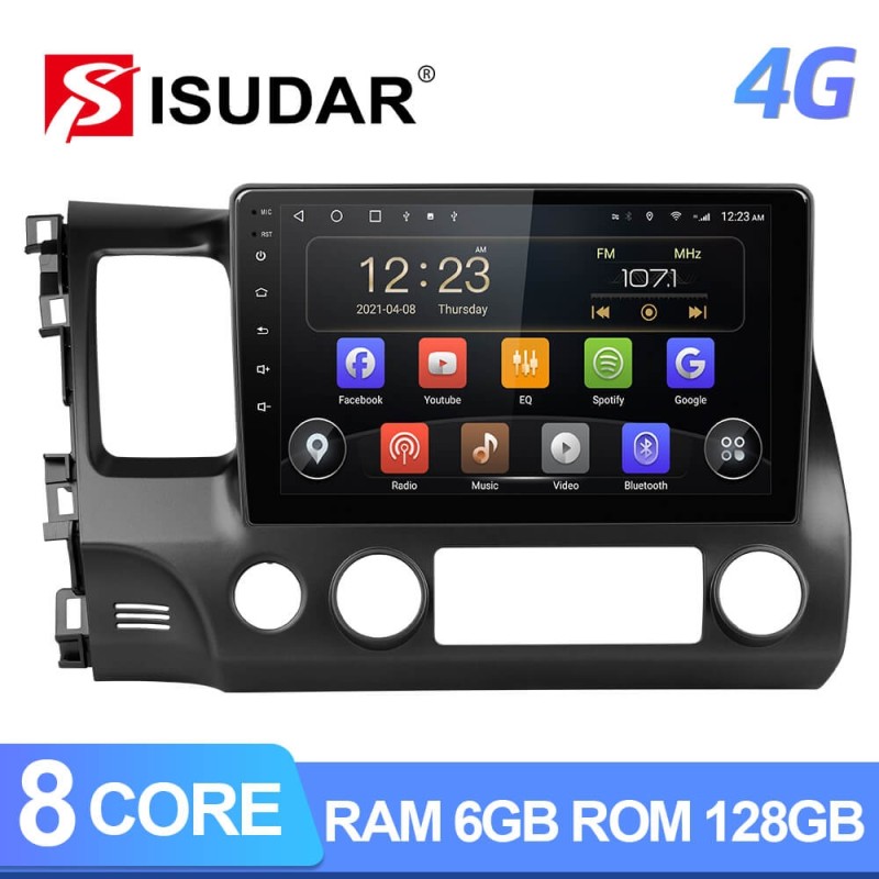ISUDAR 4G Carplay QLED Car Radio For Civic/Honda 2006-2009 2012