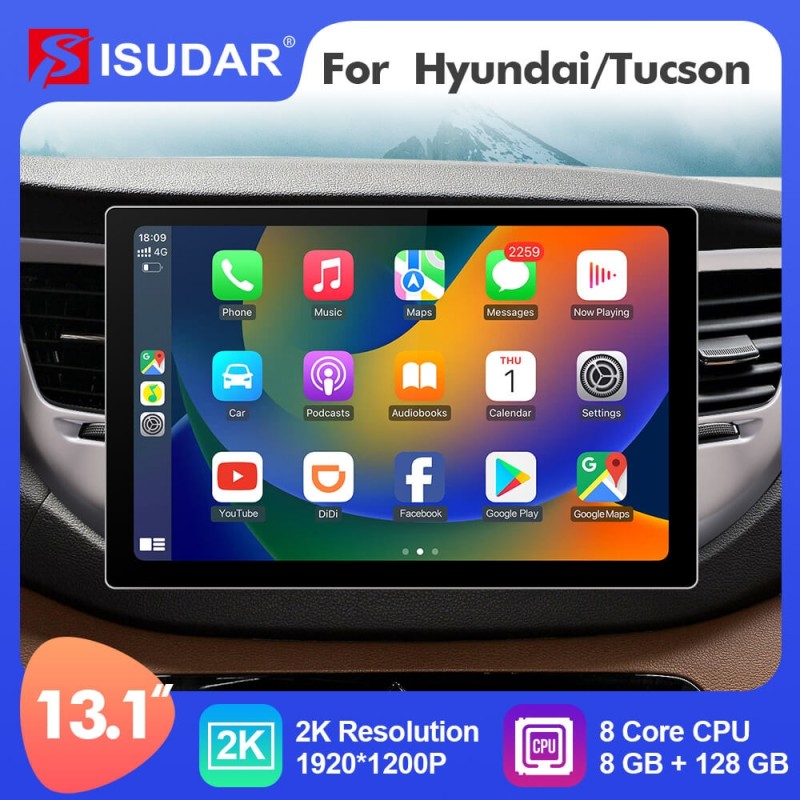 ISUDAR 2K 13.1'' Android 12 Car Multimedia Radio Player For Hyundai/Tucson 3 2015-2018 Carplay