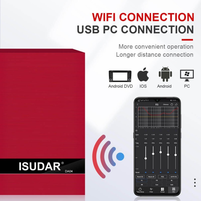 ISUDAR Plug and play DA04 Auto Stereo DSP Amplifier 4 channels input