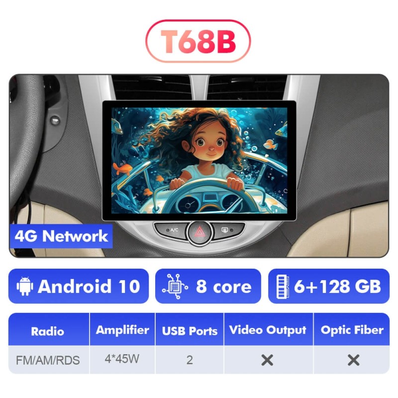 NEW! 11.5” Android 13 For Hyundai Solaris 1 Accent 2010-2016 Car Radio 2K HD Screen