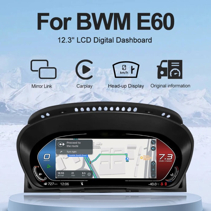For BMW E60 E61 E63 E64 Digital Carplay dashboard Instrumental Cluster Speedometer Screen