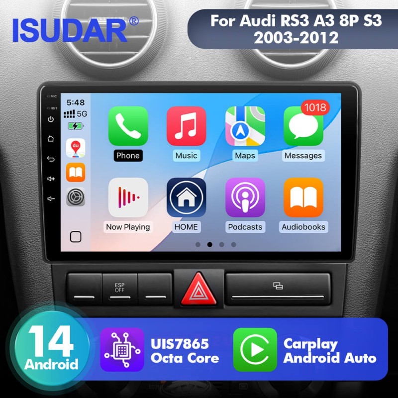 For Audi A3 RS3 8P S3 2003-2012 T75 Upgrade from T72 Android 14 UIS7865 Car Radio