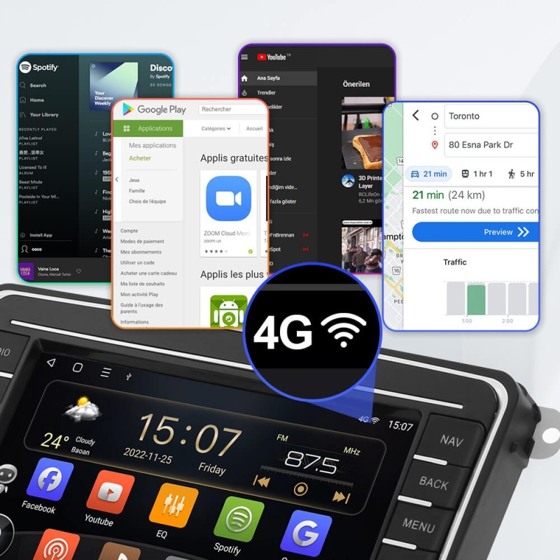 T72/T68/T19 NEW UPGRADE VW0702 7 inch 1024*600P Car Radio Multimedia For VW/Volkswagen/POLO/Golf/Skoda/Seat/Leon/PASSAT B6