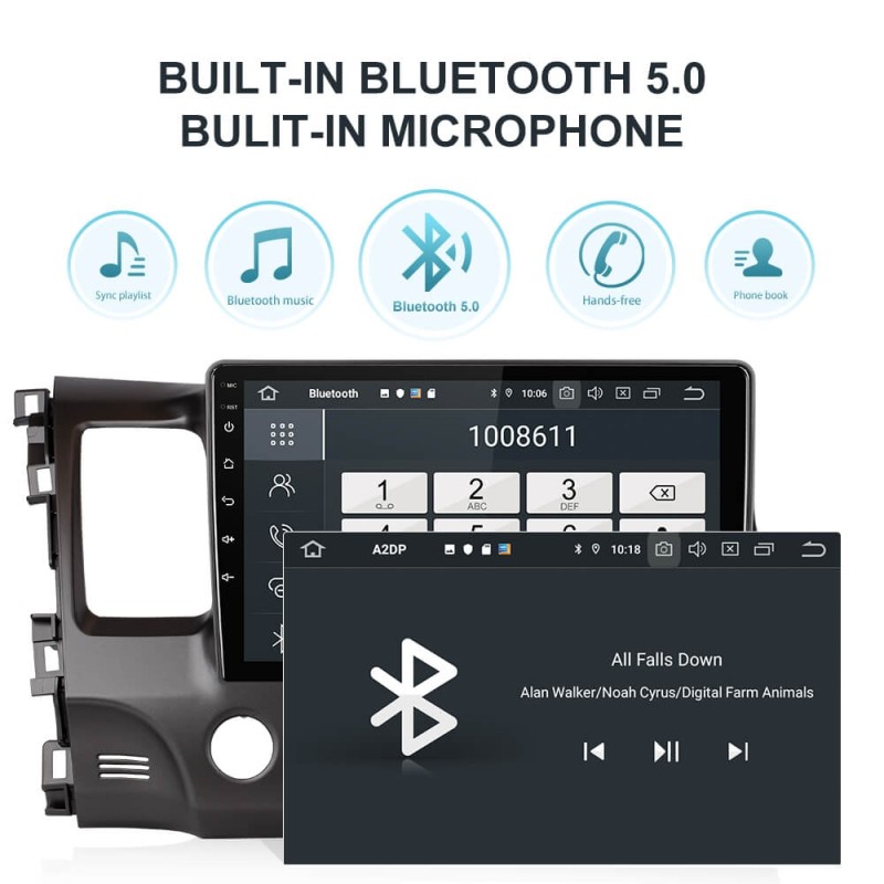 Isudar Voice control PX6 Android 10 Auto Radio For Honda Civic 2006 2007 2008-2012