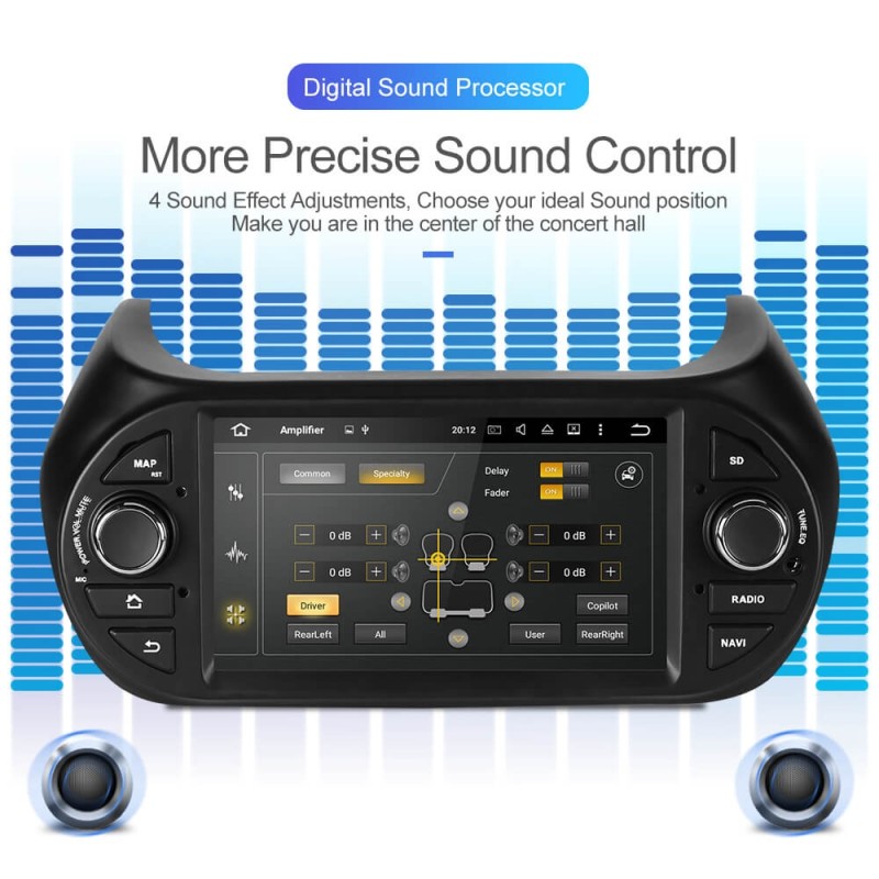 ISUDAR 1 Din Auto radio Android 10 Octa core For FIAT/Fiorino/Qubo/Citroen/Nemo/Peugeot/Bipper