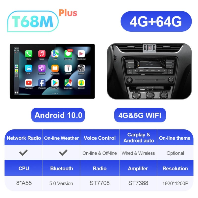 ISUDAR T72 2K 13.1 Inch 8 Core Android 12 Car Radio For Skoda/Octavia 3 A7 2014-2017