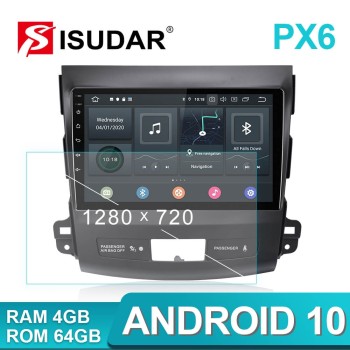Isudar GPS 6 Core PX6 Android10 1 Din Auto Radio For Mitsubishi Outlander 2 2005-2011
