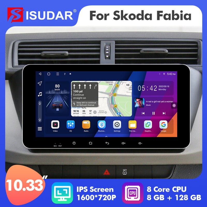 T72 10.33 Inch Android 10 Car Radio For Skoda Fabia 2015 2016 2017 2018 2019
