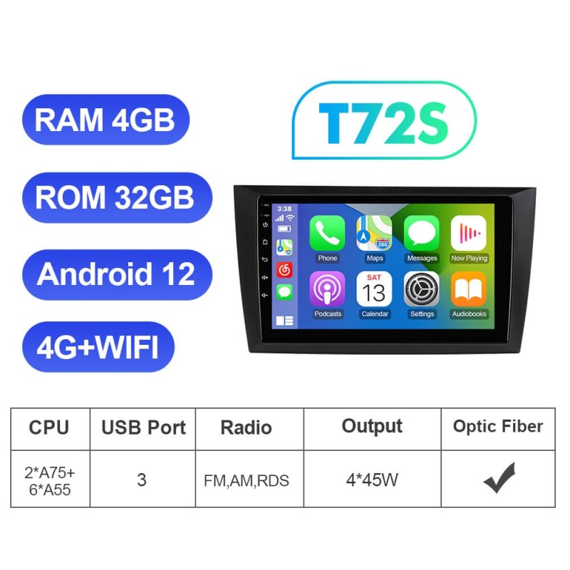 T72 QLED Wireless Carplay 9” Car Radio For Volkswagen VW Golf 6 2008-2016 Multimedia Player