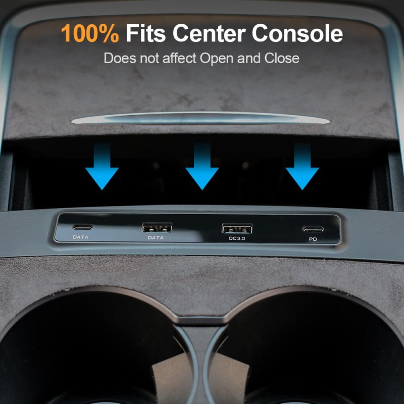 ISUDAR USB HUB For 2021 Tesla Model 3 Model Y USB Splitter Docking Station Extender Fast Charging Data Type-C PD QC For Mobile