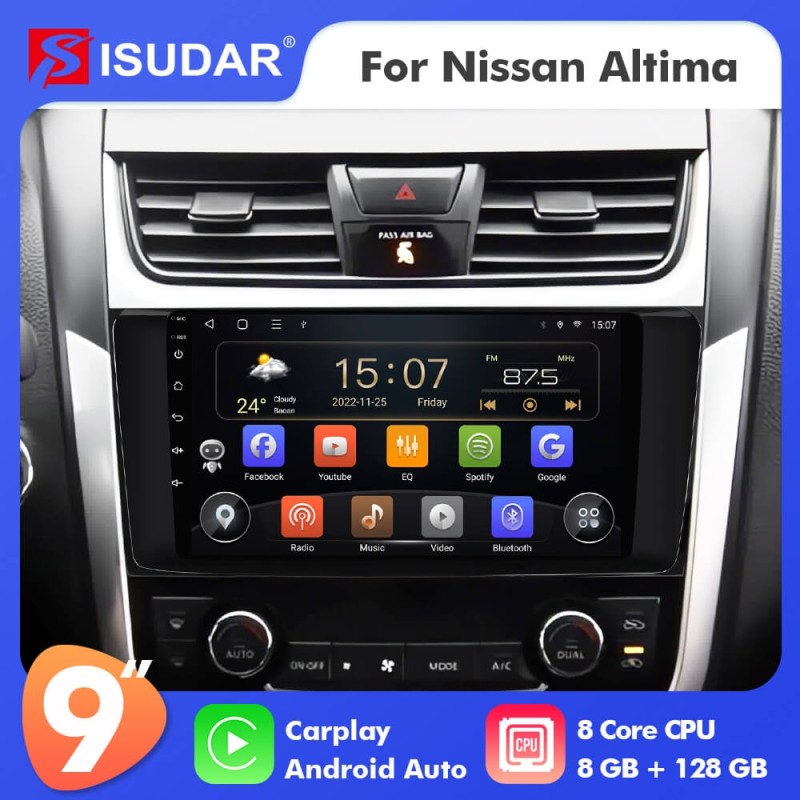 ISUDAR T72 Android 10 Car Radio 9'' For Nissan Teana 3 Altima 5 L33 2013 -2018